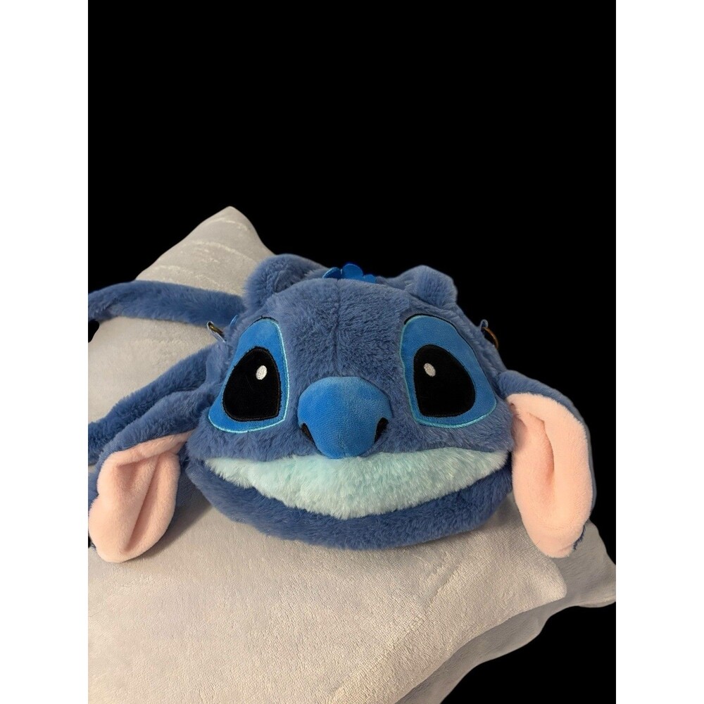 Disney Stitch Plush Crossbody Bag Fuzzy Blue Character Purse Zipper Closure - Picture 9 of 9